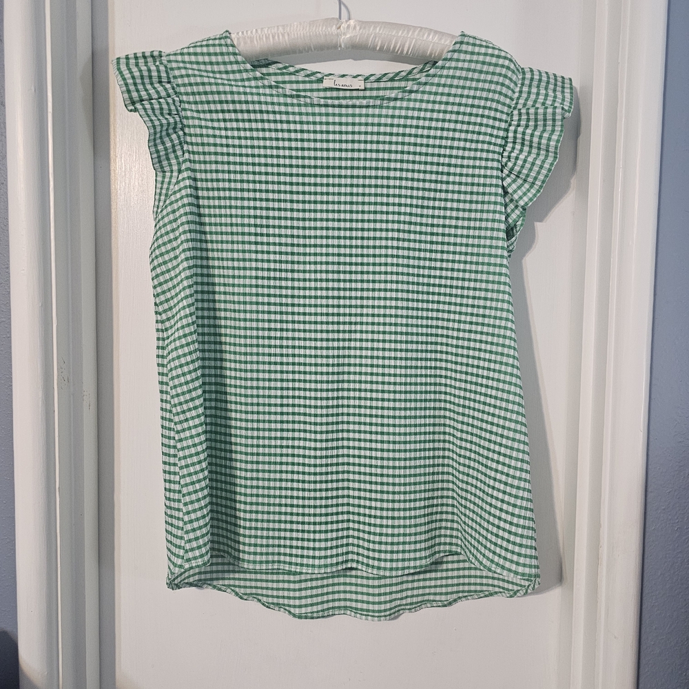 Les Amis Green Gingham Top